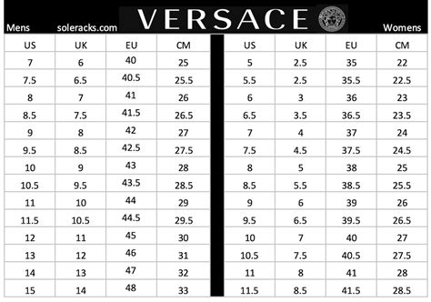 versace women's shoes size guide